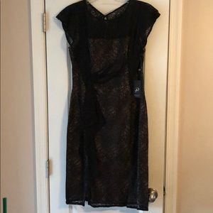 Adrianna Papell black and Nude Sheath Dress